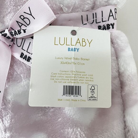 Lullaby Baby Pink Heart Print Luxury Velvet Baby Blanket Lovey 30 in x 40 in - Picture 8 of 13